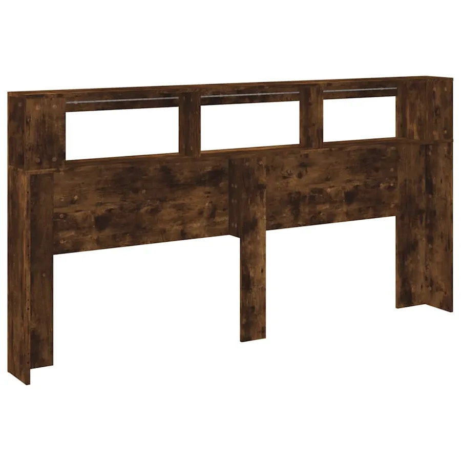 Tête de lit à LED chêne fumé 200x18,5x103,5cm bois d'ingénierie - 7