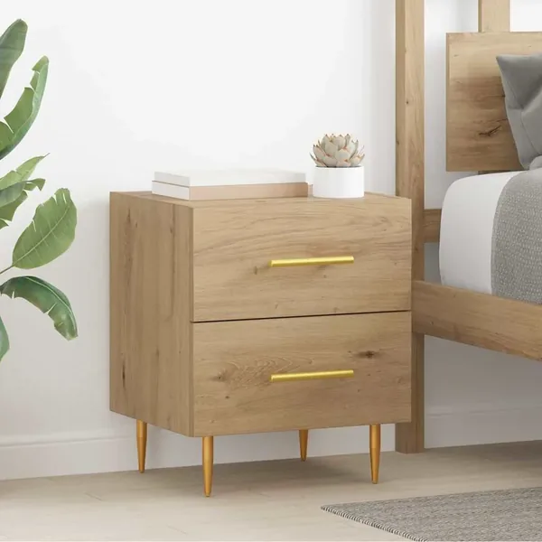 Cabinet de chevet 2 pc Chêne artisanal 40 x 35 x 47,5 cm