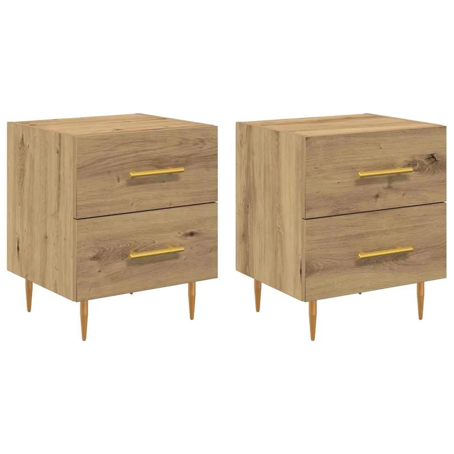 Cabinet de chevet 2 pc Chêne artisanal 40 x 35 x 47,5 cm - 2