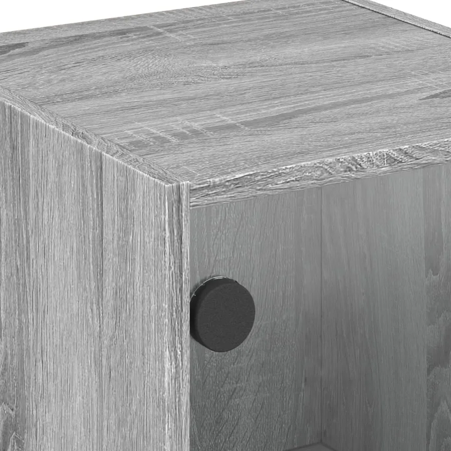 Table de chevet avec porte en verre sonoma gris 35x37x42 cm - 10