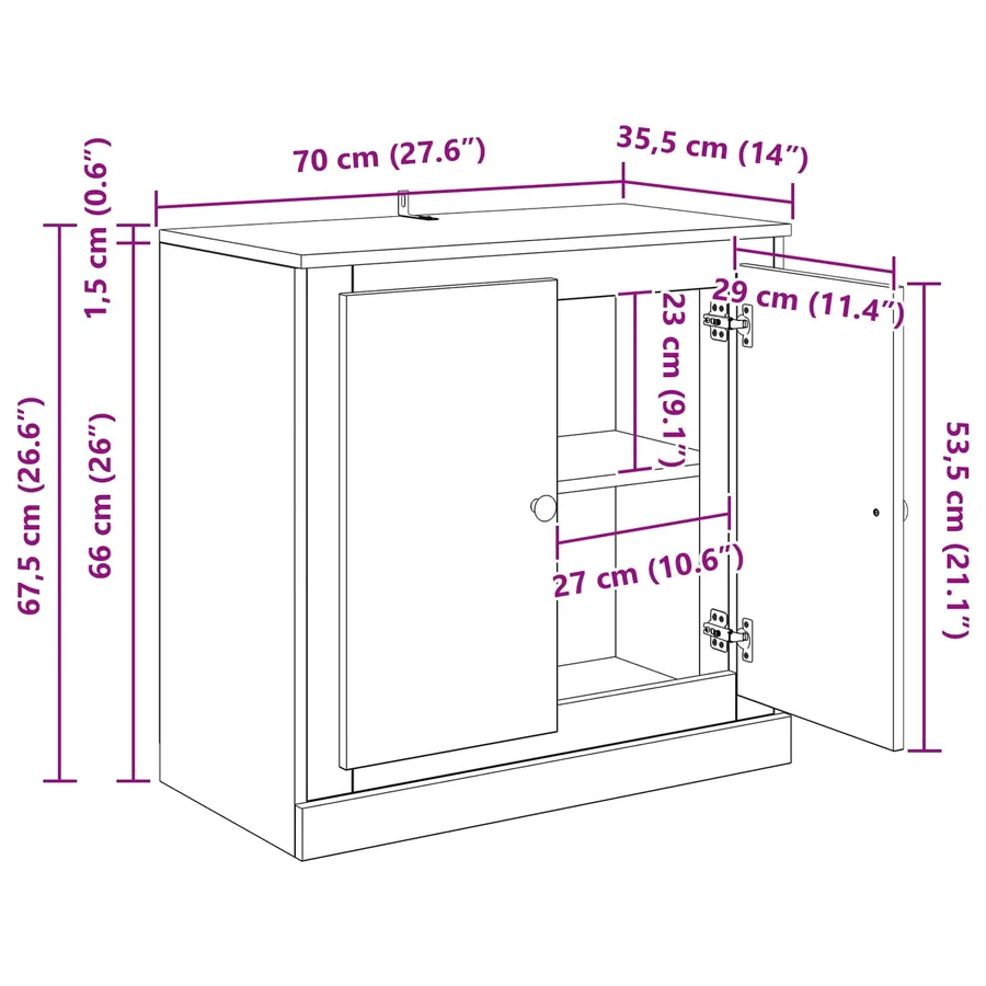 Buffet 70 x 35,5 x 67,5 cm Chêne artisanal Bois d'ingénierie - 14