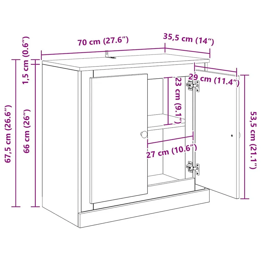 Buffet 70 x 35,5 x 67,5 cm Chêne artisanal Bois d'ingénierie - 15