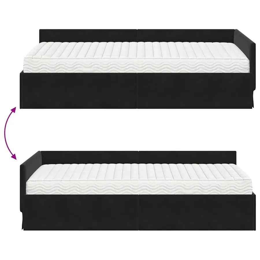 Cadre de lit d'angle avec matelas Autre 2 pcs Noir Velours - 12
