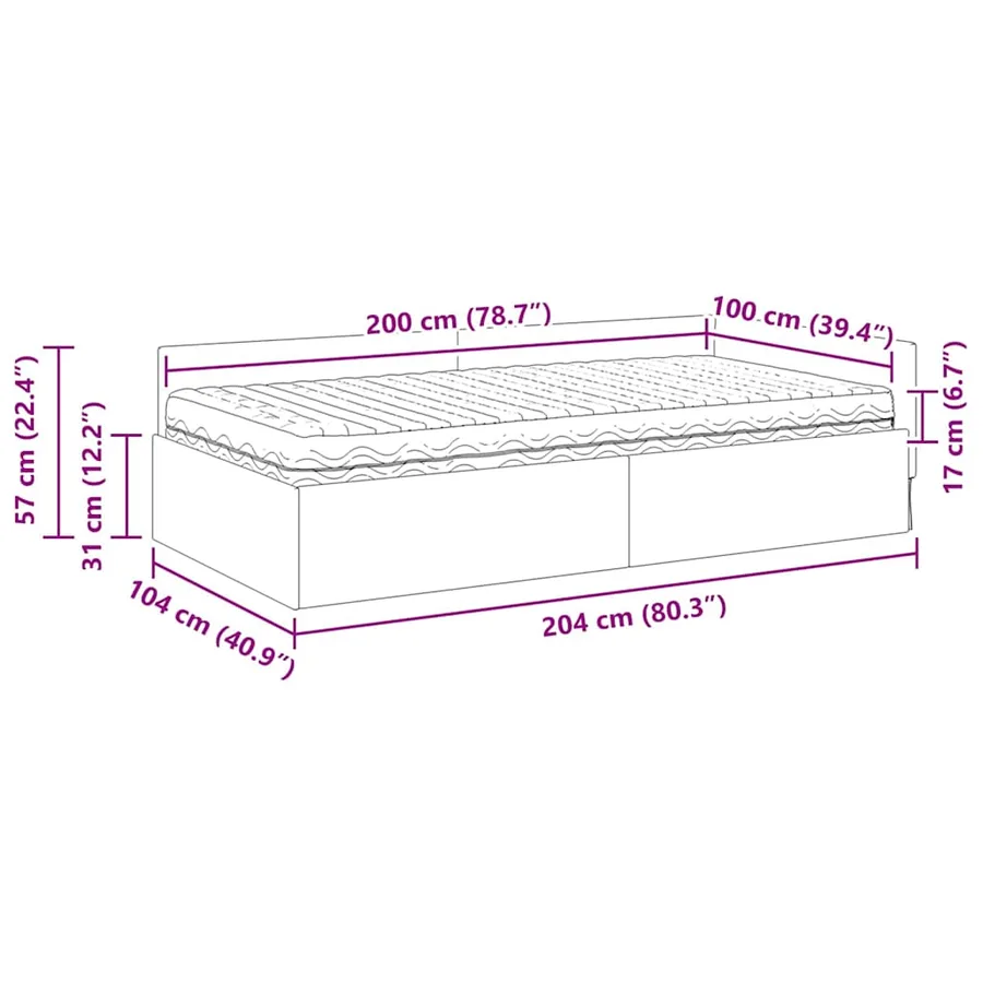 Cadre de lit d'angle avec matelas Autre 2 pcs Noir Velours - 14