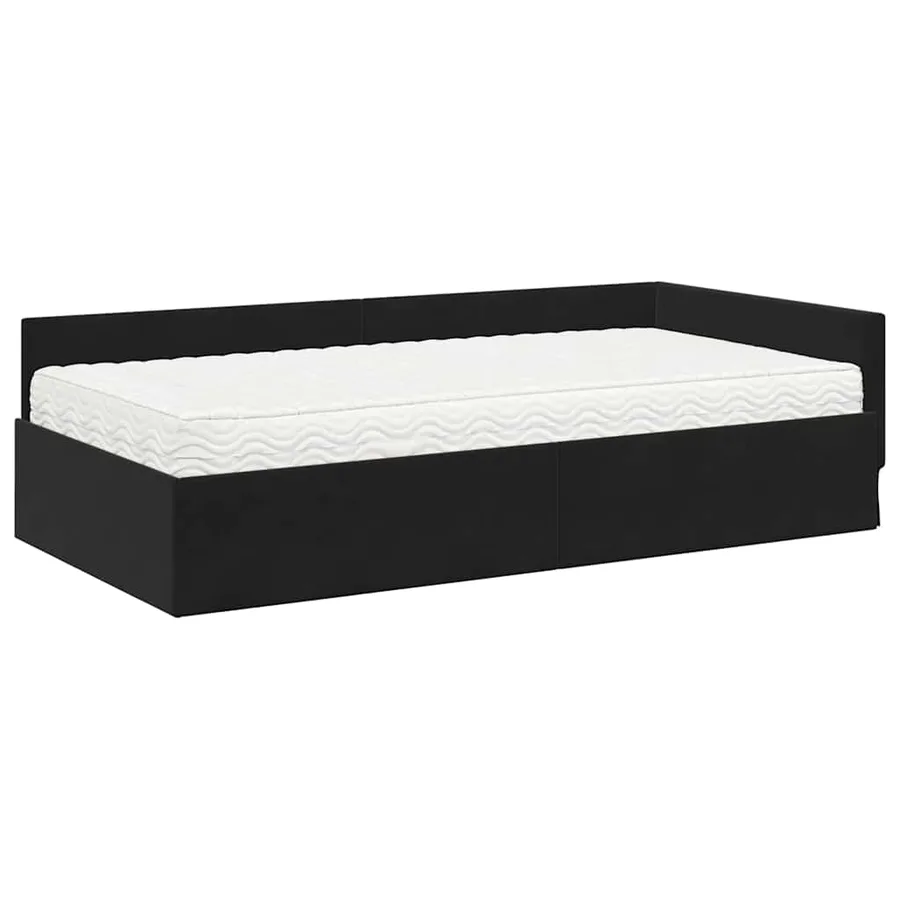 Cadre de lit d'angle avec matelas Autre 2 pcs Noir Velours - 4
