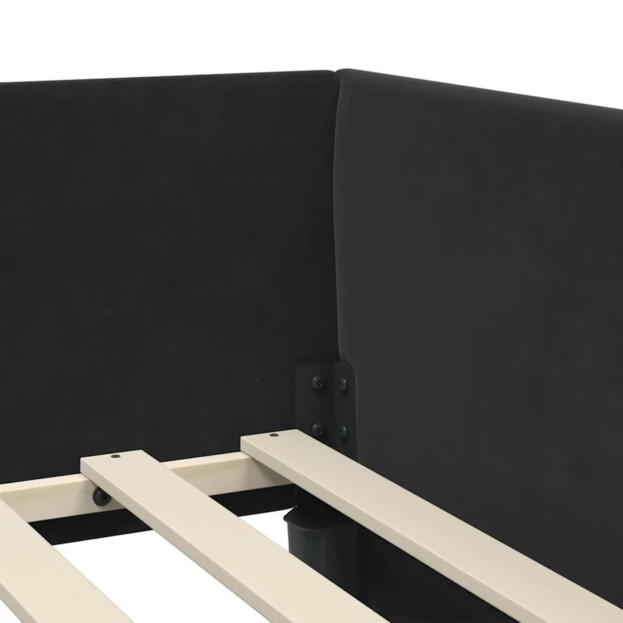 Cadre de lit d'angle avec matelas Autre 2 pcs Noir Velours - 8