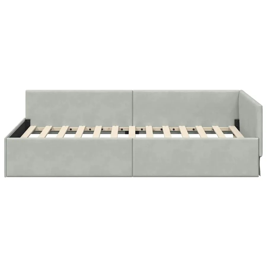 Cadre de lit d'angle Gris clair 100 cm x 200 cm Velours - 5
