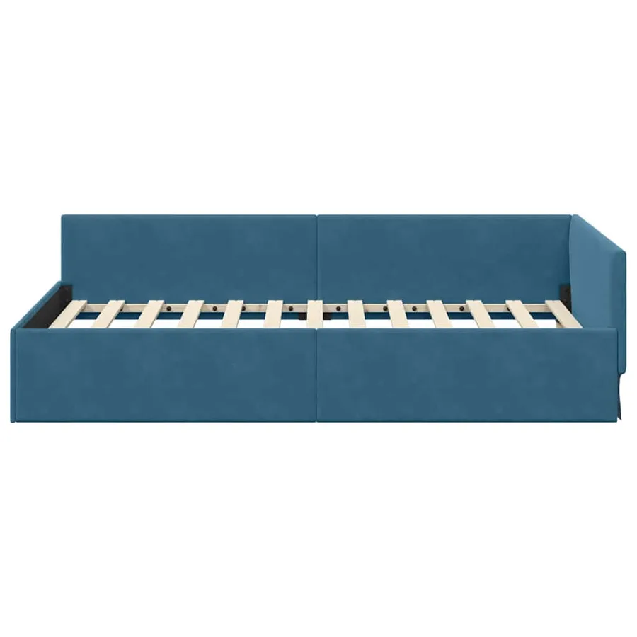 Cadre de lit d'angle Bleu 90 cm x 190 cm Velours - 5