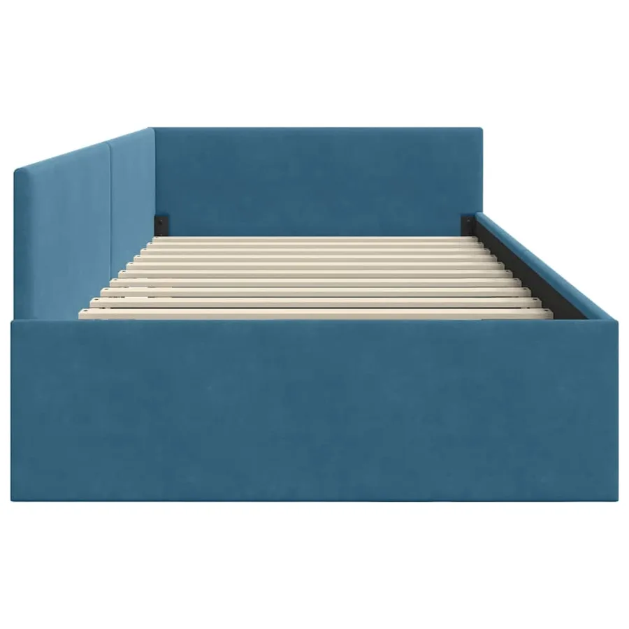 Cadre de lit d'angle Bleu 90 cm x 190 cm Velours - 6