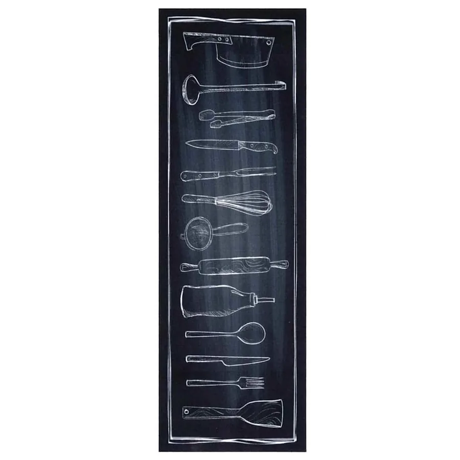 Tapis de Cuisine Noir 180 x 60 cm Velours - 2