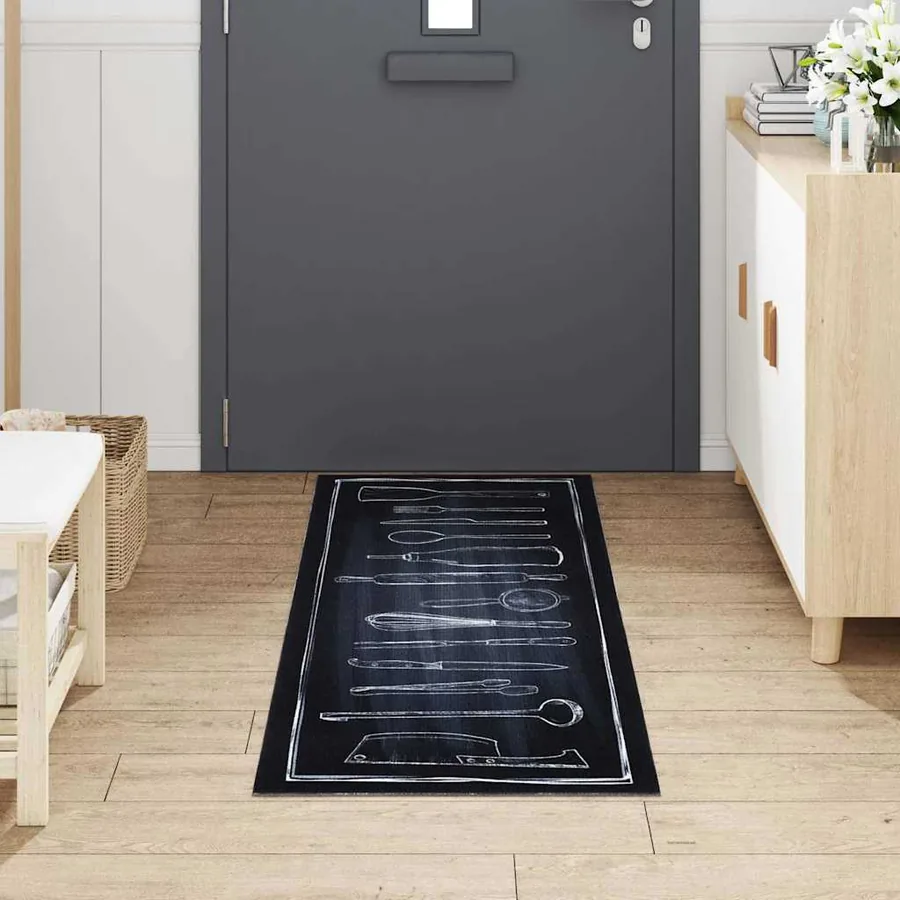 Tapis de Cuisine Noir 180 x 60 cm Velours - 3