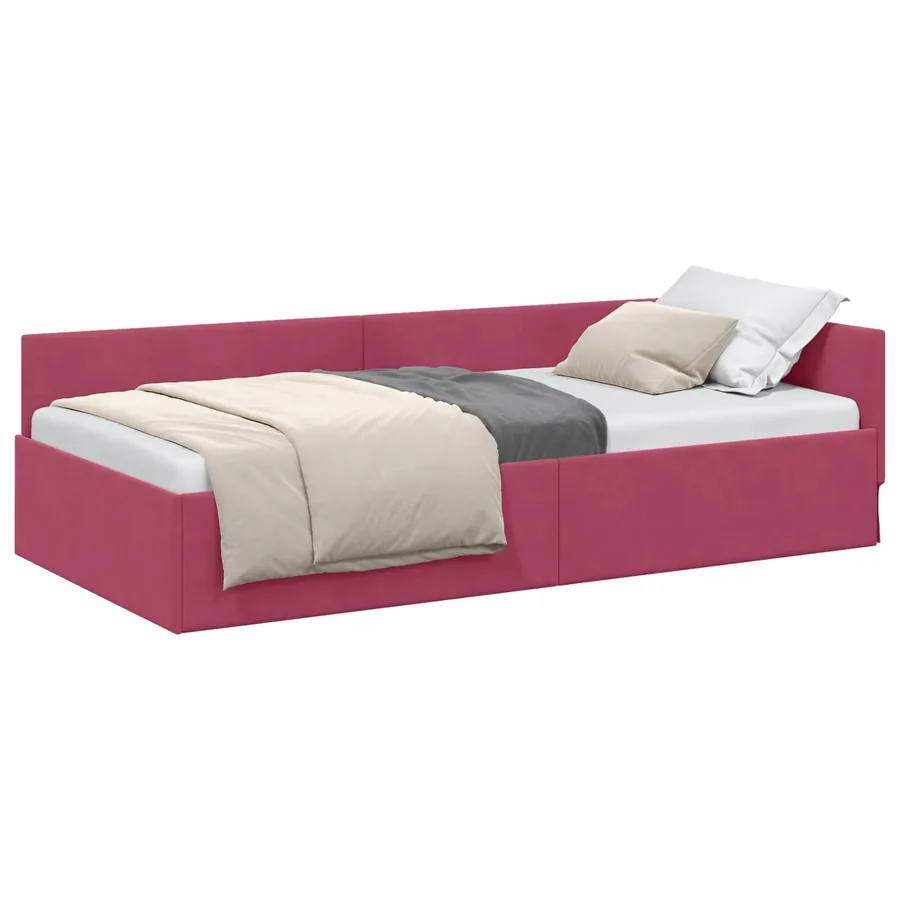 Cadre de lit d'angle Bordeaux 90 cm x 200 cm Velours - 2
