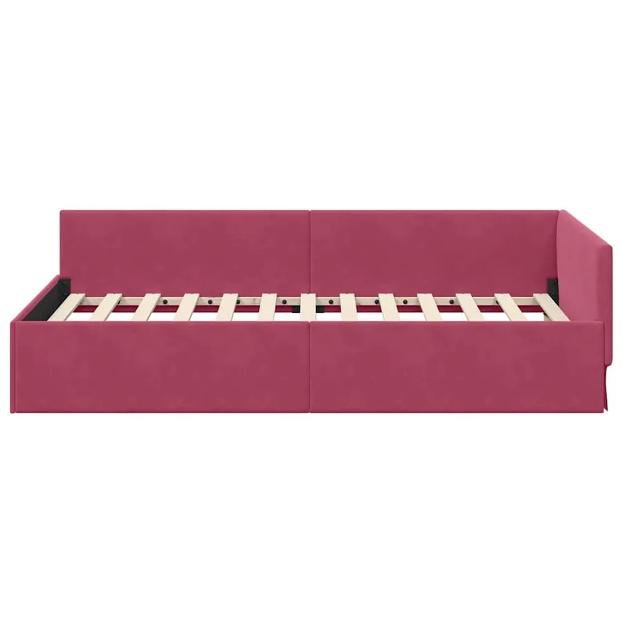 Cadre de lit d'angle Bordeaux 90 cm x 200 cm Velours - 5