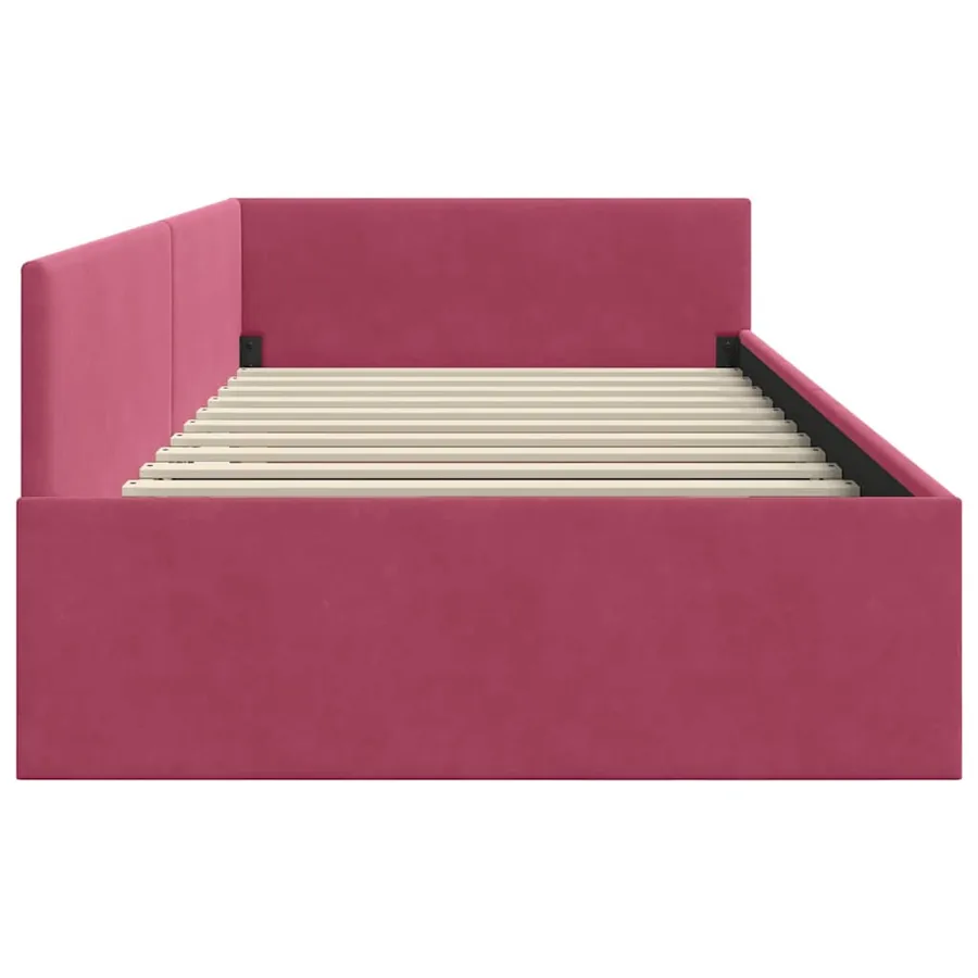 Cadre de lit d'angle Bordeaux 90 cm x 200 cm Velours - 6