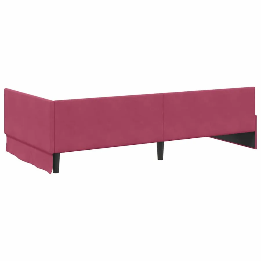 Cadre de lit d'angle Bordeaux 90 cm x 200 cm Velours - 7