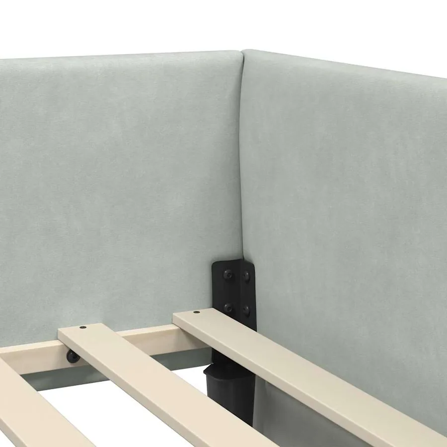 Cadre de lit d'angle avec matelas 2 pcs Gris clair Velours - 10