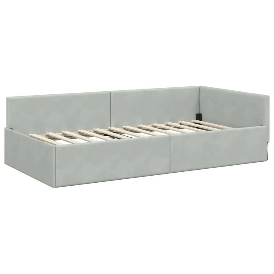Cadre de lit d'angle avec matelas 2 pcs Gris clair Velours - 6
