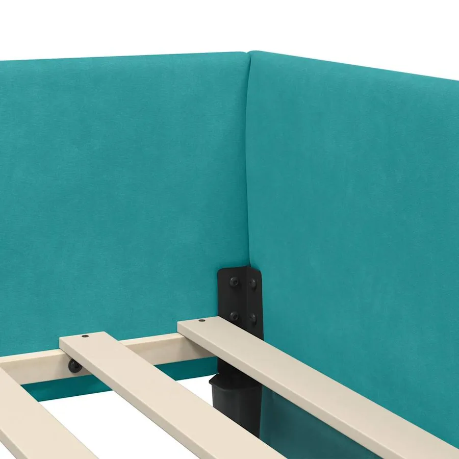 Cadre de lit d'angle avec matelas Autre 2 pcs Turquoise Velours - 8