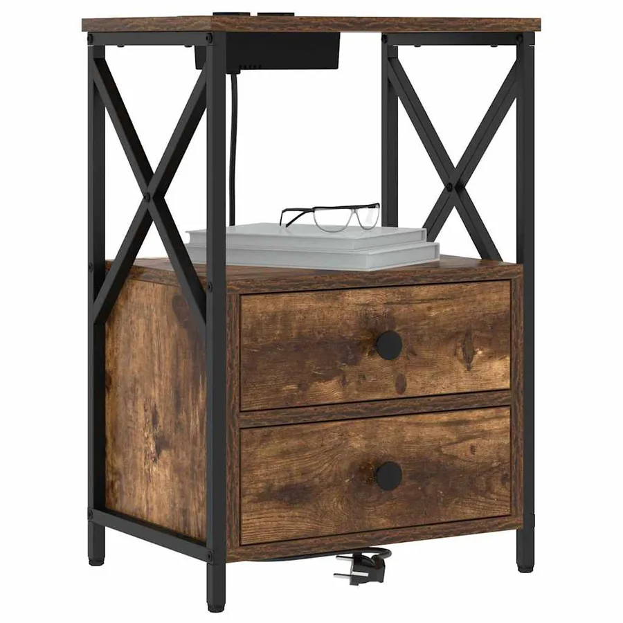 Cabinet de chevet avec tiroir 2 pcs Chêne fumé 40 x 31 x 60 cm - 3