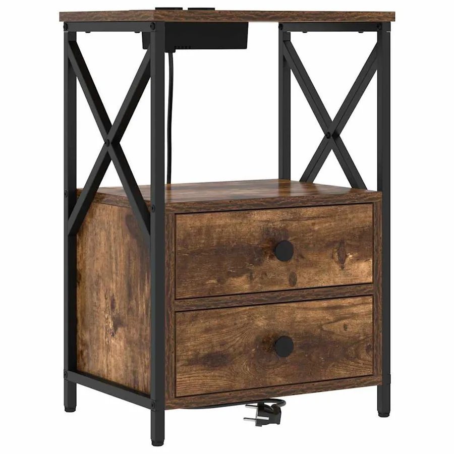 Cabinet de chevet avec tiroir 2 pcs Chêne fumé 40 x 31 x 60 cm - 5