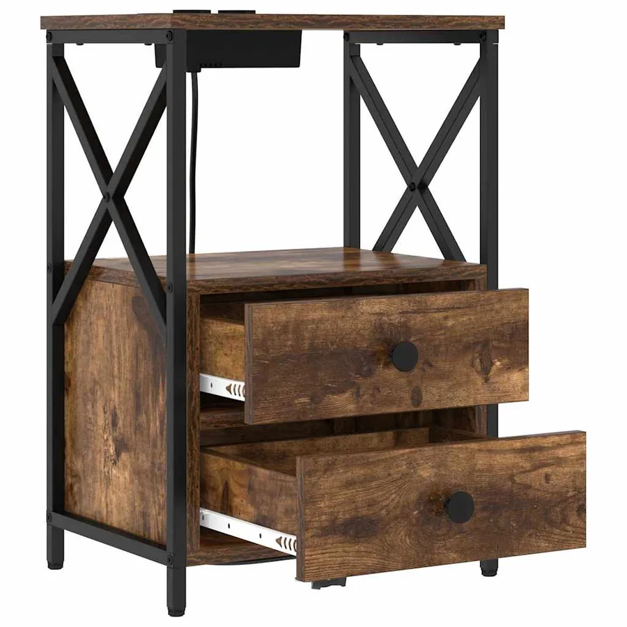 Cabinet de chevet avec tiroir 2 pcs Chêne fumé 40 x 31 x 60 cm - 6