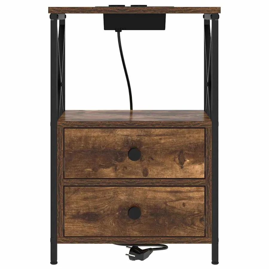 Cabinet de chevet avec tiroir 2 pcs Chêne fumé 40 x 31 x 60 cm - 7