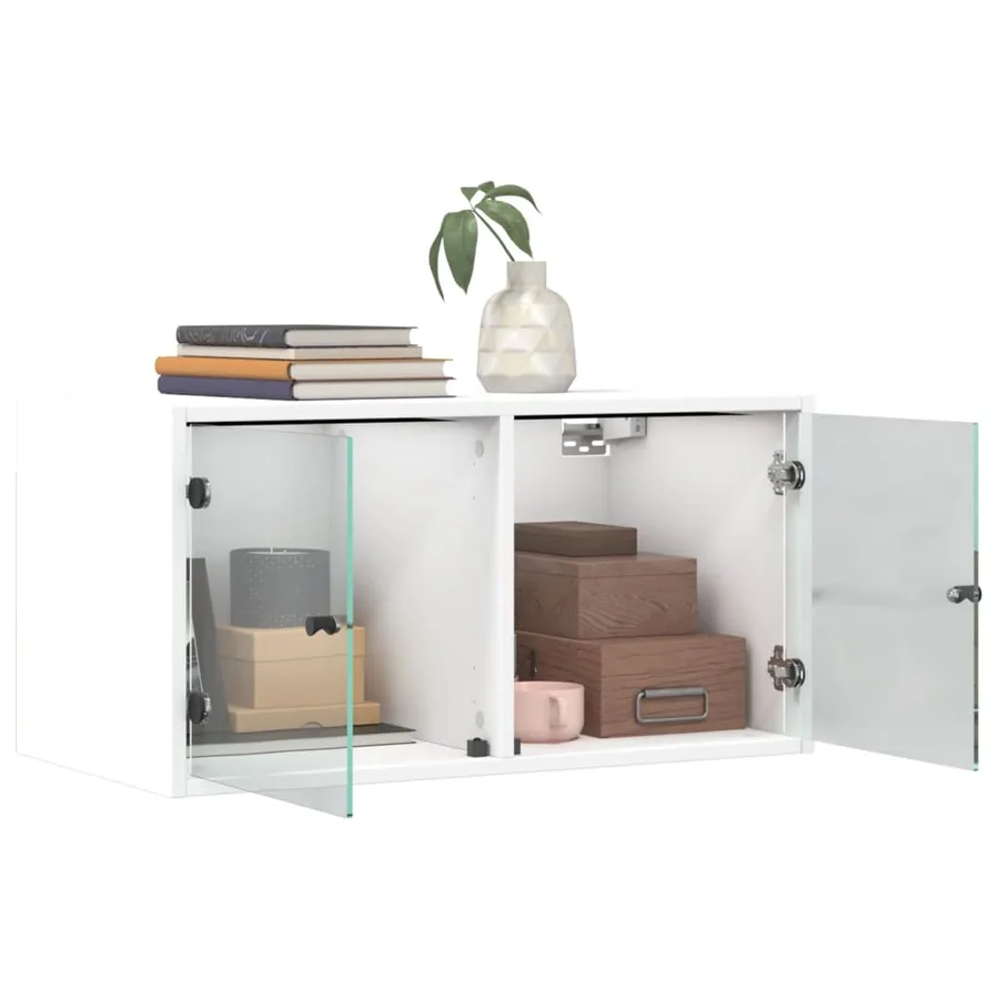 Armoire murale avec portes en verre blanc 68,5x37x35 cm - 5