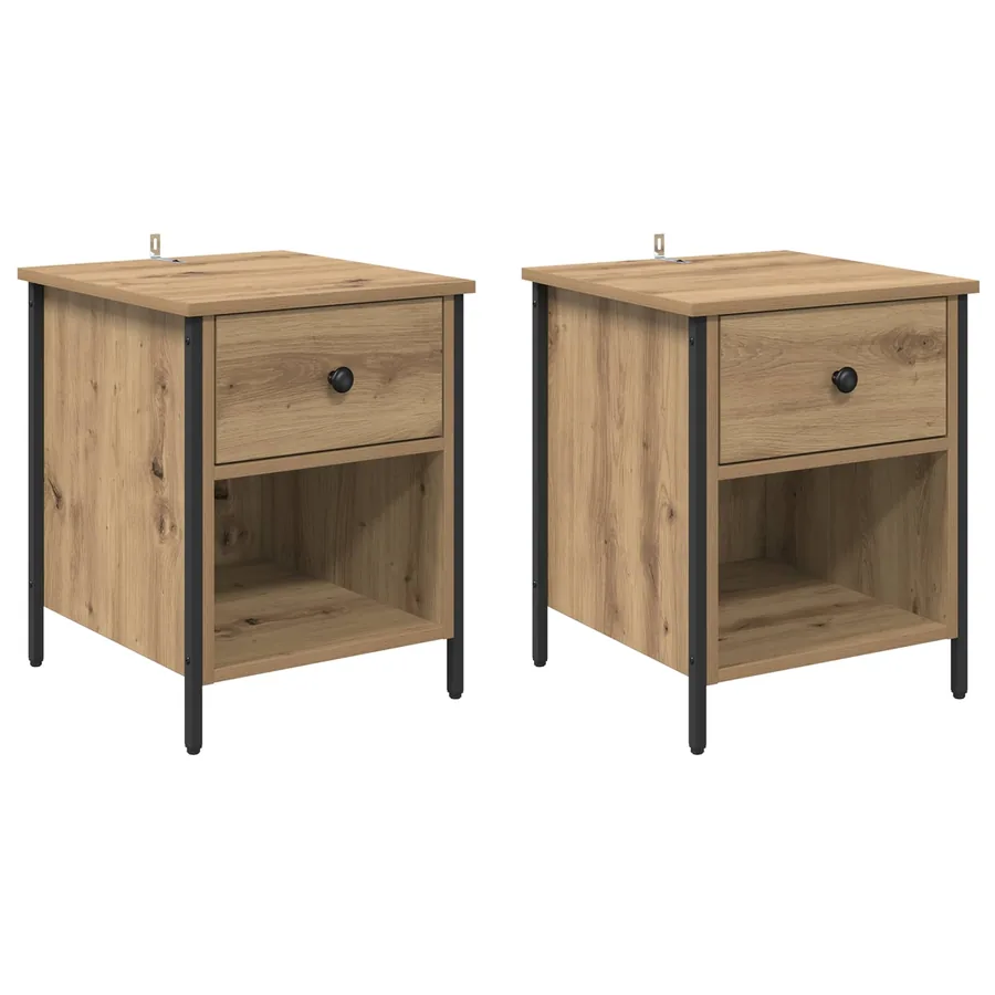 Cabinet de chevet 2 pc Chêne artisanal 40 x 42 x 50 cm - 2