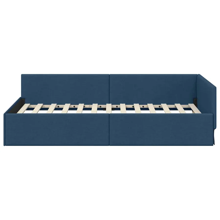Cadre de lit d'angle Bleu 100 cm x 200 cm tissu - 5