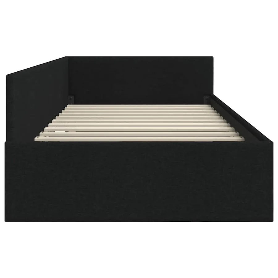 Cadre de lit d'angle avec tête de lit Noir 90 cm x 200 cm tissu - 6