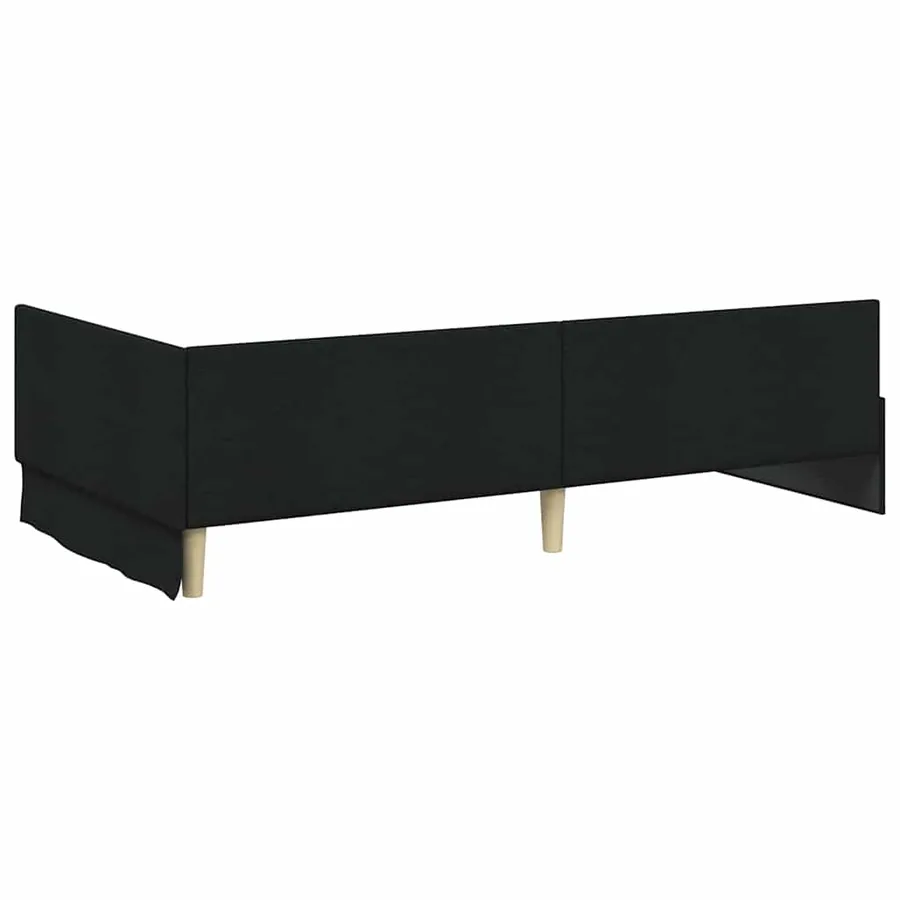 Cadre de lit d'angle avec tête de lit Noir 90 cm x 200 cm tissu - 7