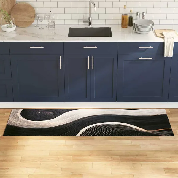 Tapis de Cuisine Noir 180 x 60 cm Velours