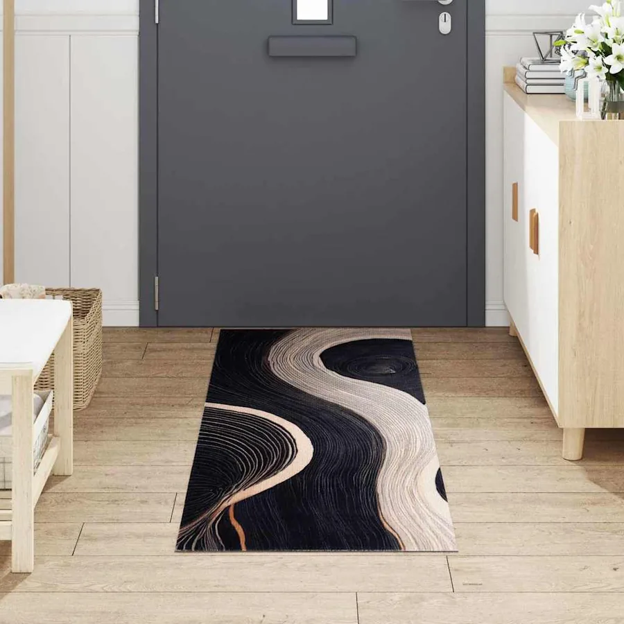 Tapis de Cuisine Noir 180 x 60 cm Velours - 3