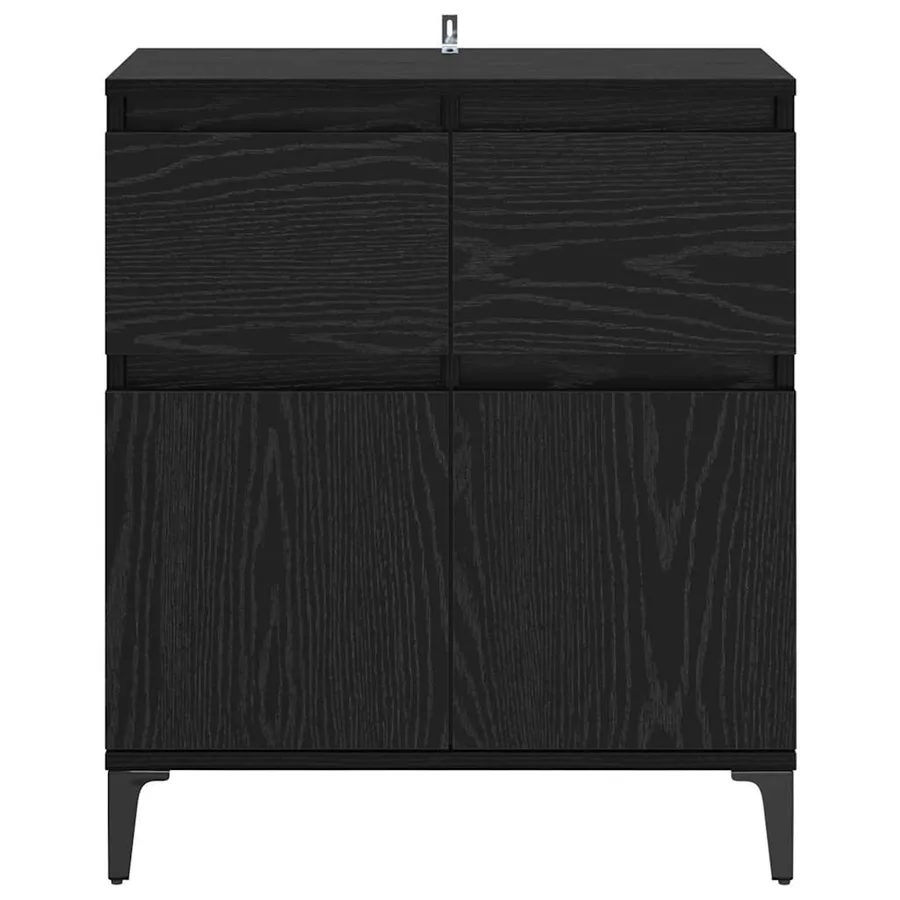 Buffet Chêne noir 60 x 35 x 70 cm Bois d'ingénierie et fer - 6