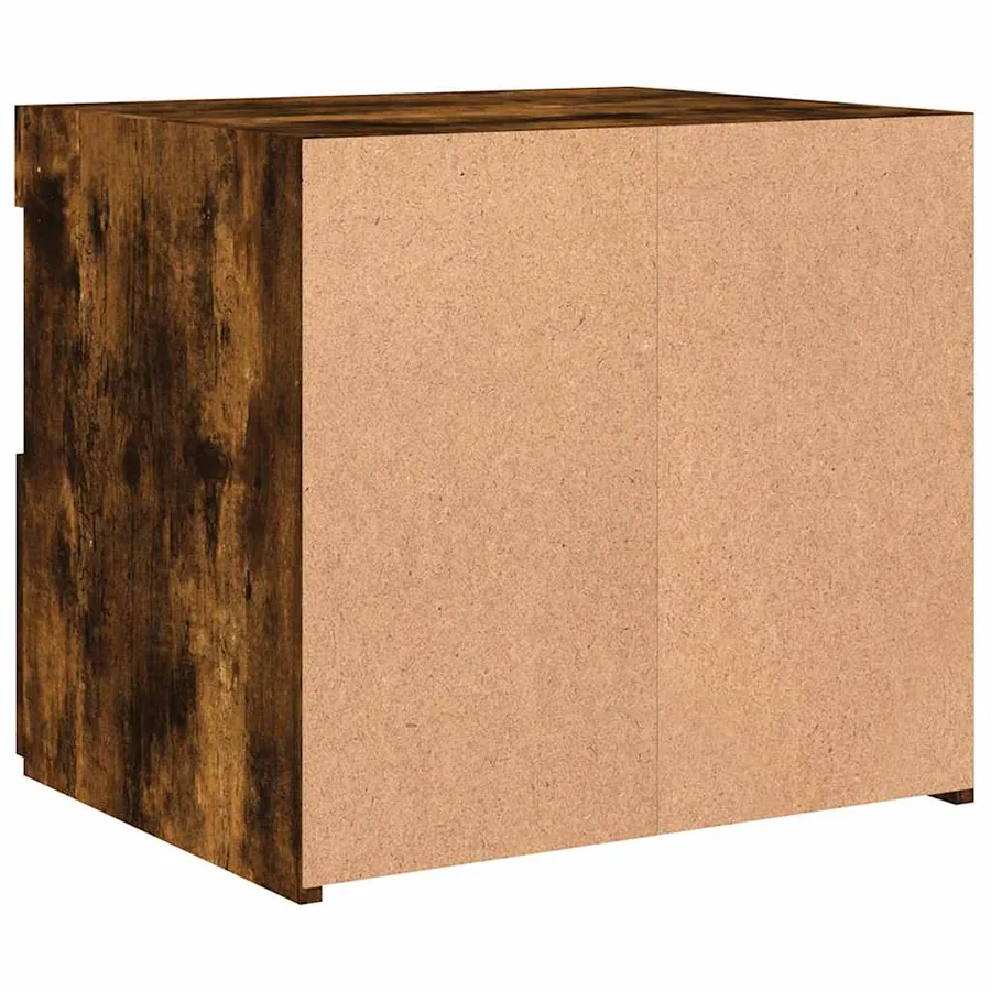 Tables de chevet avec lumières LED 2 pcs chêne fumé 50x40x45 cm - 11