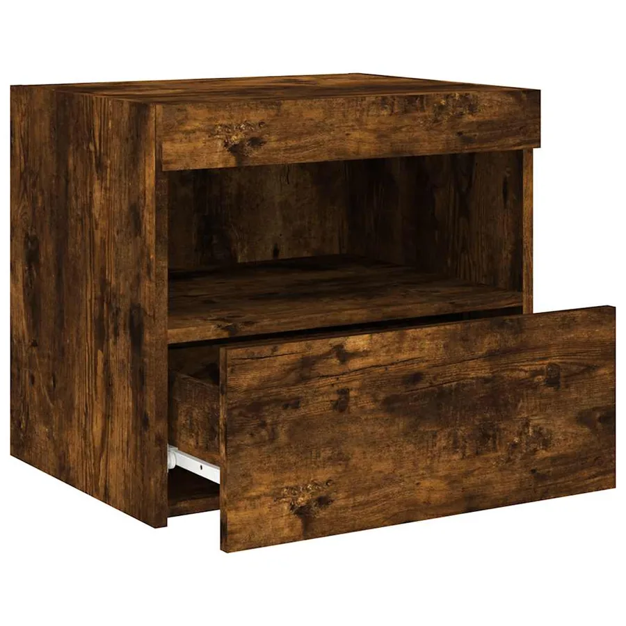 Tables de chevet avec lumières LED 2 pcs chêne fumé 50x40x45 cm - 8