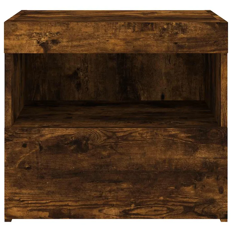 Tables de chevet avec lumières LED 2 pcs chêne fumé 50x40x45 cm - 9