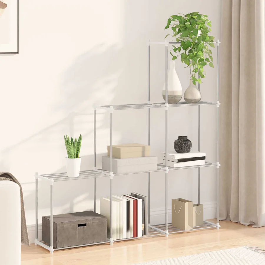 Étagère tubulaire Blanc 129 x 27 x 132 cm Aluminium