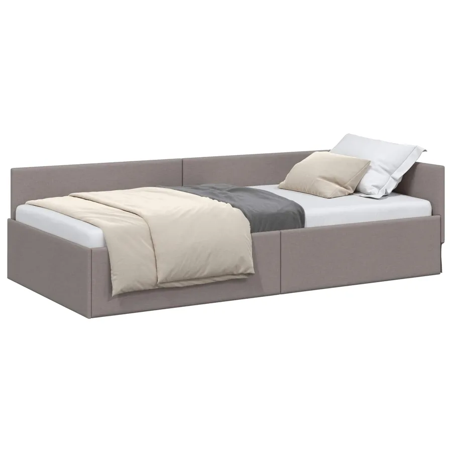 Cadre de lit d'angle Taupe 80 cm x 200 cm tissu - 2
