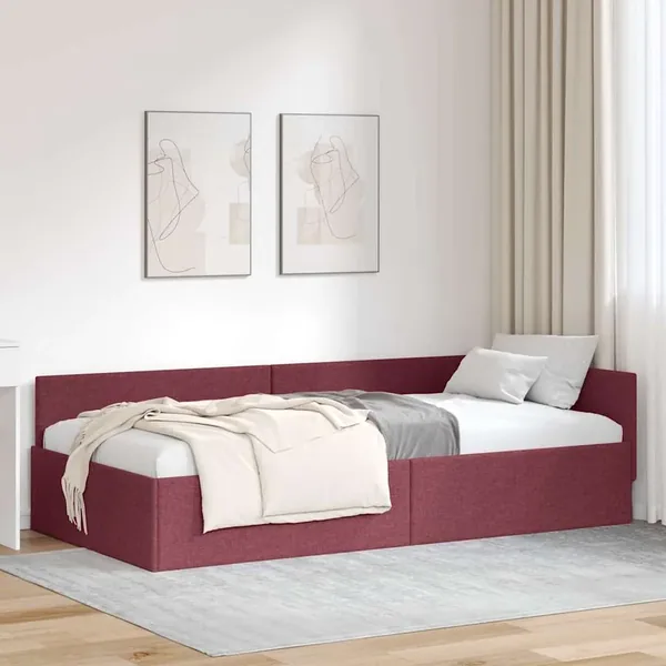 Cadre de lit d'angle Bordeaux 80 cm x 200 cm tissu