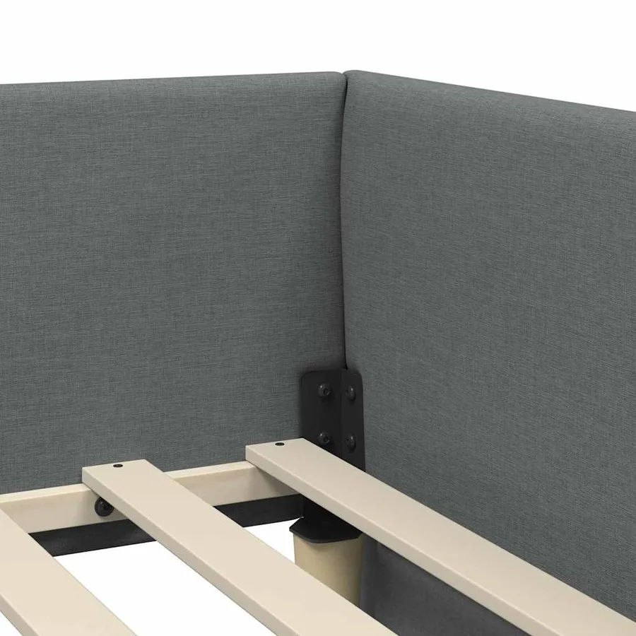 Cadre de lit d'angle avec matelas Autre 2 pcs Gris tissu - 10