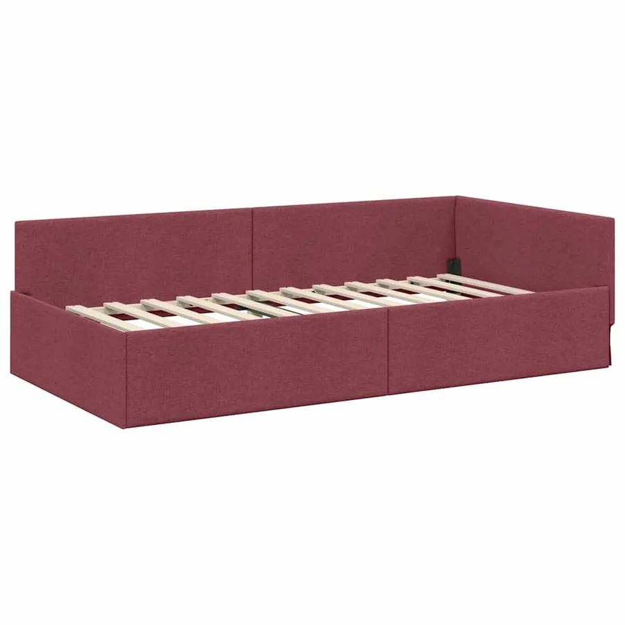 Cadre de lit d'angle avec matelas Autre 2 pcs Rouge tissu - 6
