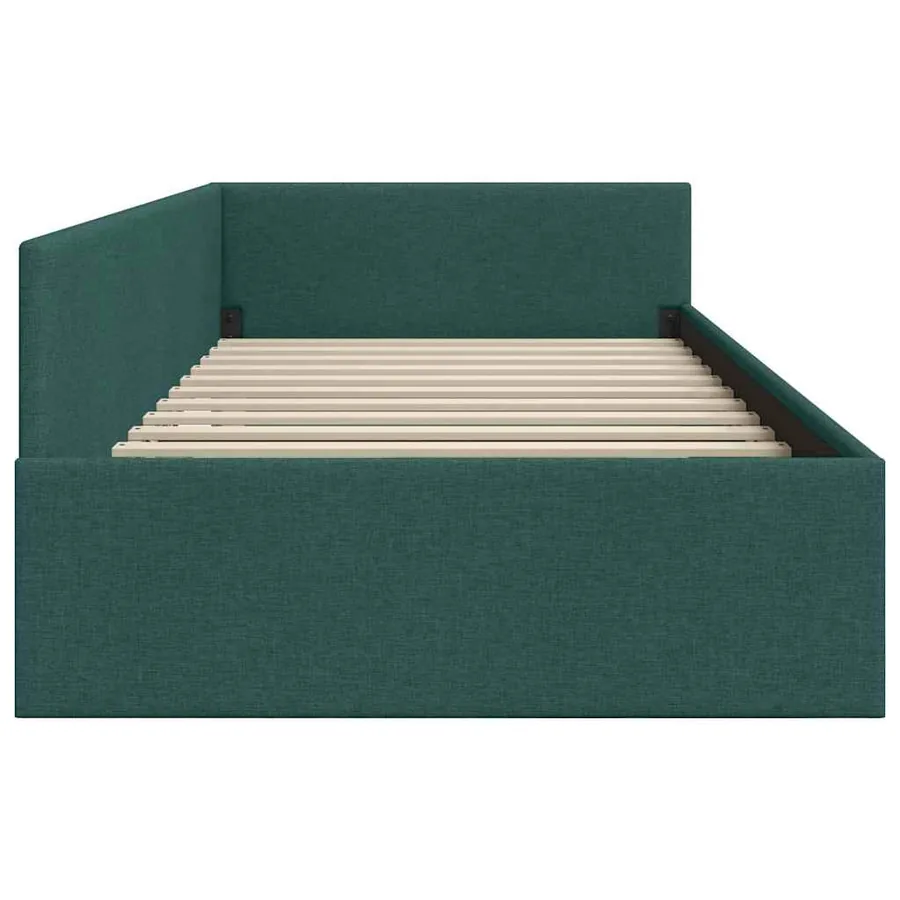 Cadre de lit d'angle Vert foncé 90 cm x 190 cm tissu - 6