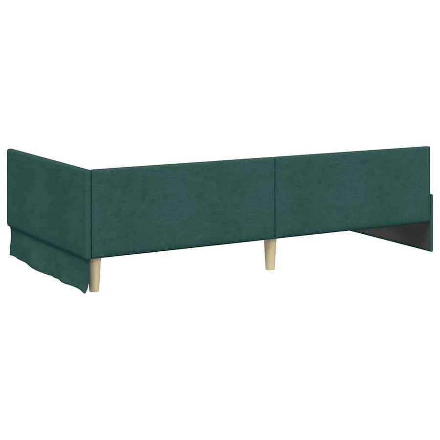 Cadre de lit d'angle Vert foncé 90 cm x 190 cm tissu - 7