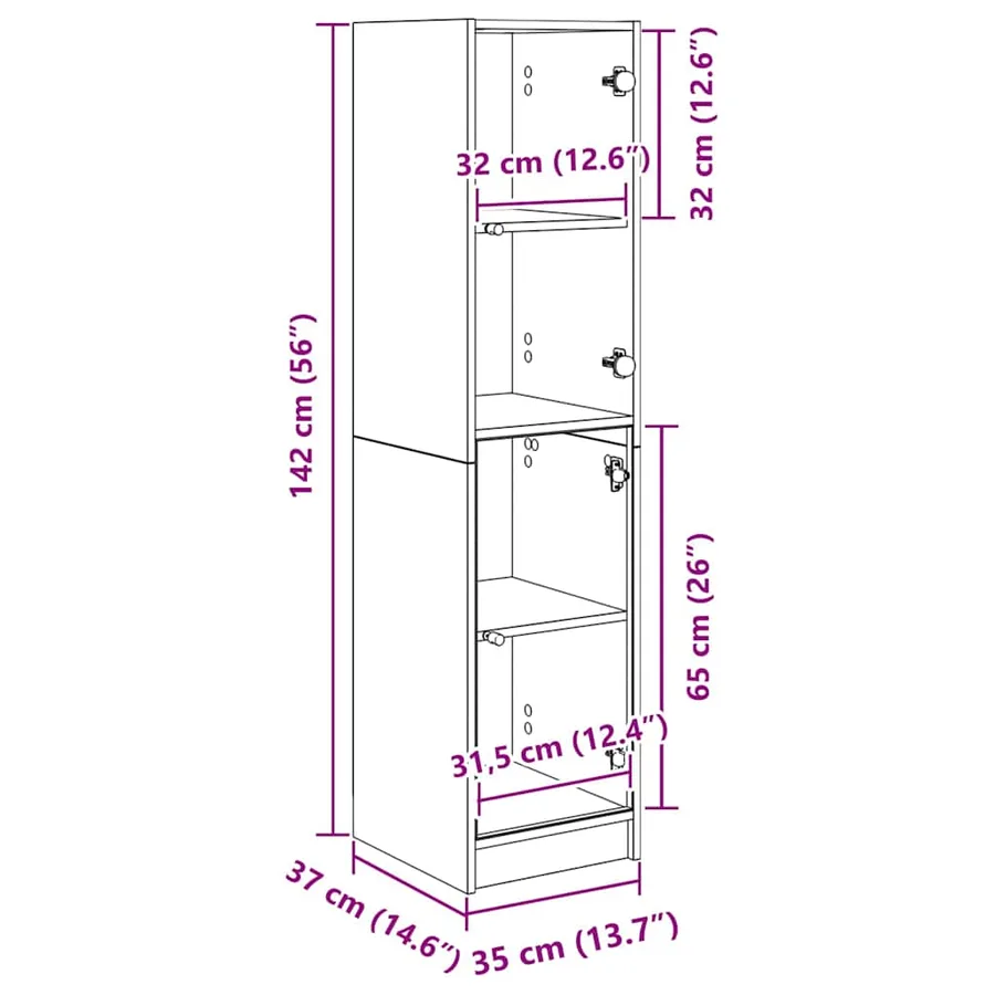 Haut Armoire Chêne noir 35 x 37 x 142 cm Bois d'ingénierie - 13