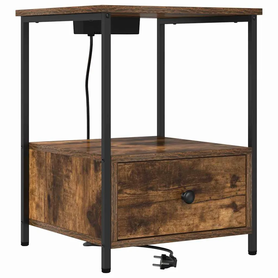 Cabinet de chevet Chêne fumé 42 x 41 x 56 cm Bois d'ingénierie - 2
