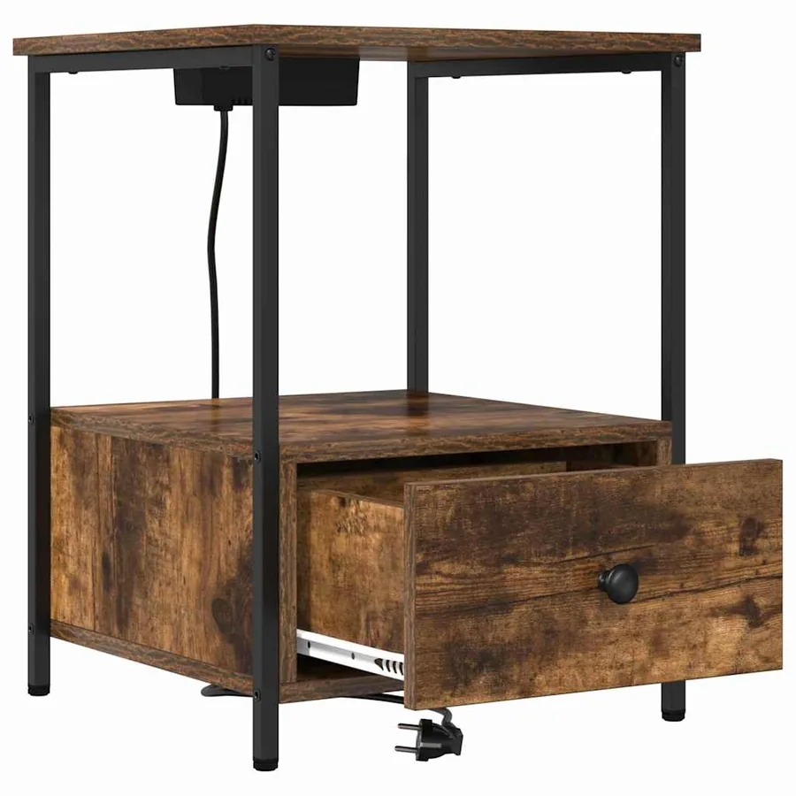 Cabinet de chevet Chêne fumé 42 x 41 x 56 cm Bois d'ingénierie - 5