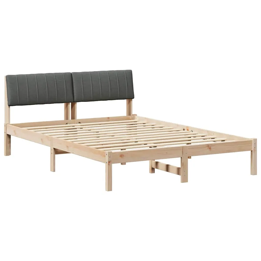 Cadre de lit avec tête de lit marron et gris foncé 135 x 190 cm - 2