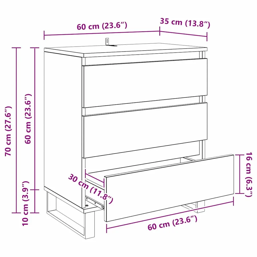 Buffet Bois Ancien 60 x 35 x 70 cm Bois d'ingénierie - 14