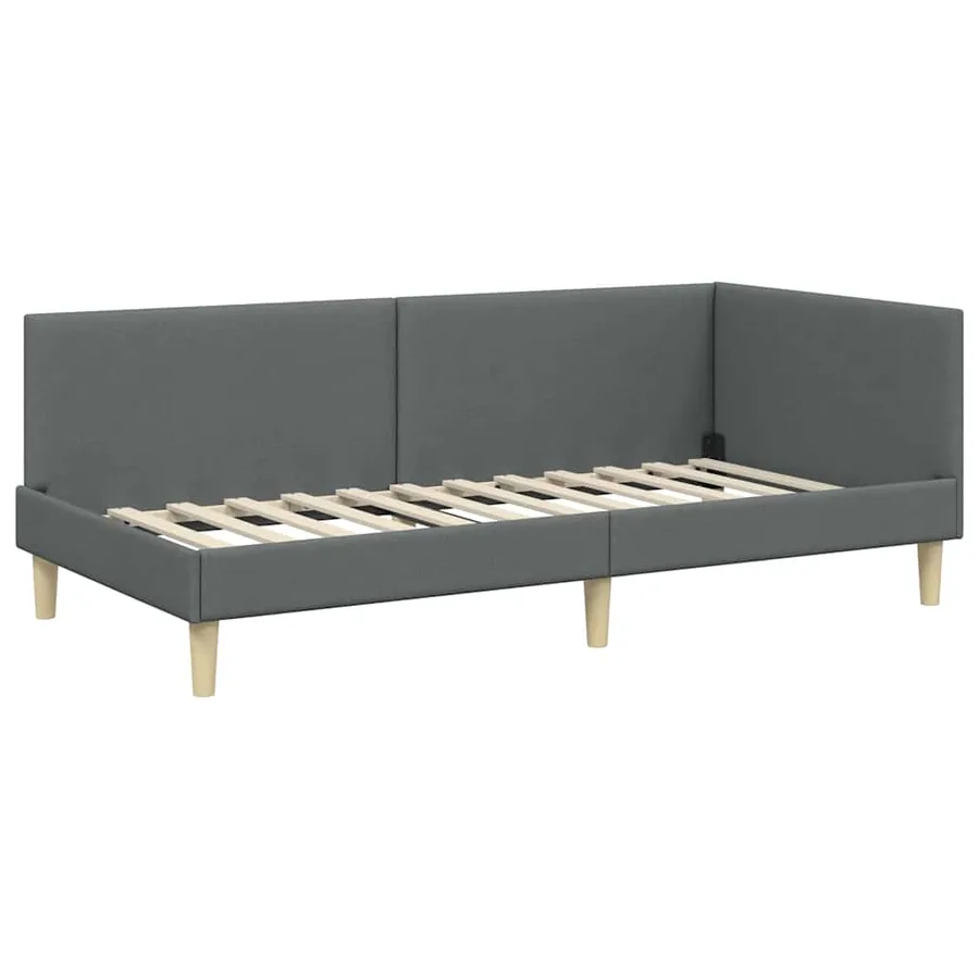 Cadre de lit d'angle avec tête de lit Gris foncé 90 cm x 190 cm - 4